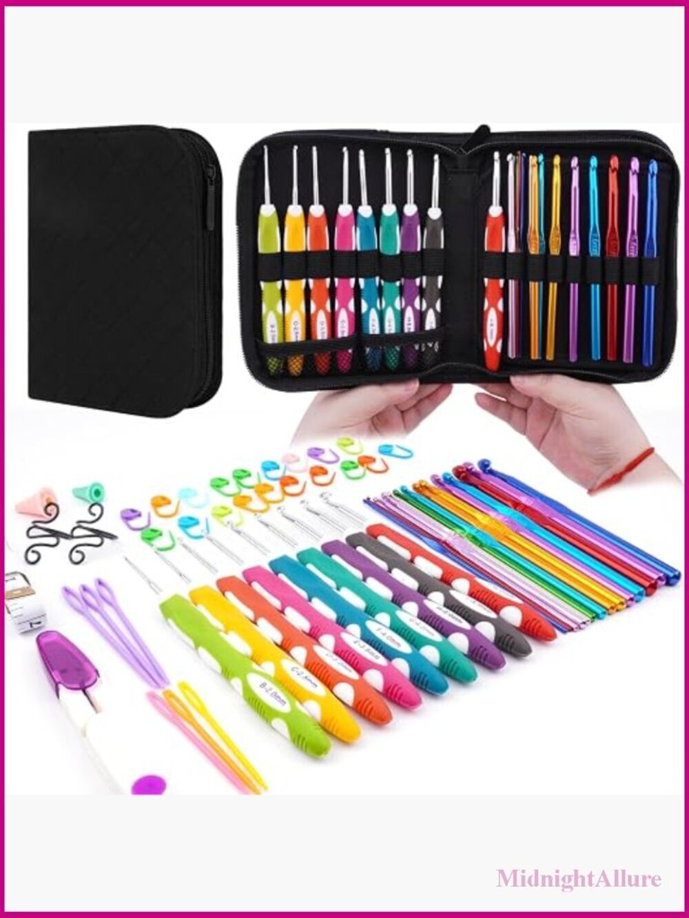 23 Sizes Crochet Hooks Set with Ergonomic Handle Case